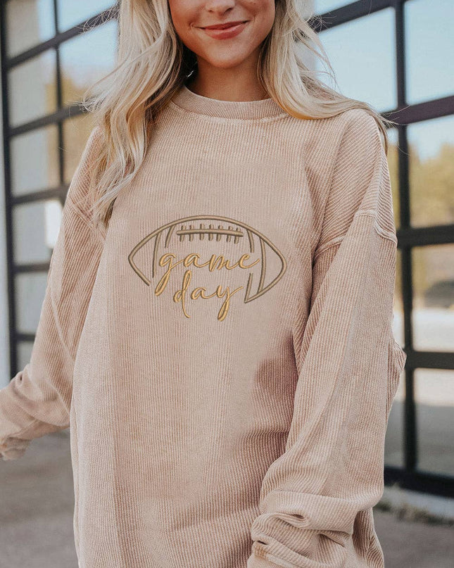 LOVESOFT Game Day Embroidered Corduroy Sweatshirt
