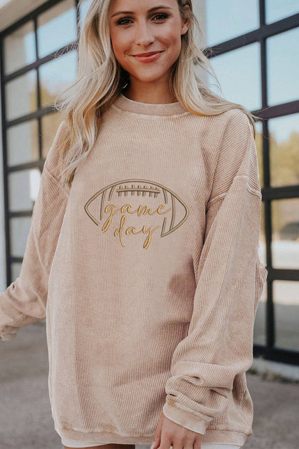 LOVESOFT Game Day Embroidered Corduroy Sweatshirt