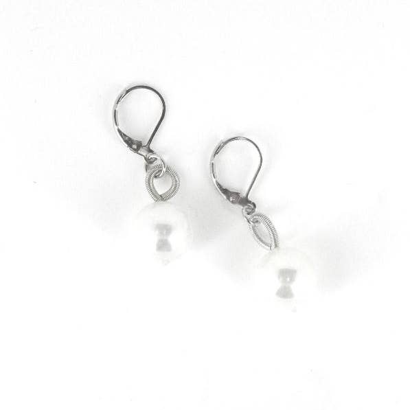 Sea Lily Silver with White Pearl Earring