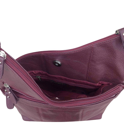 ROMA Cowhide Leather Angled Zip Crossbody