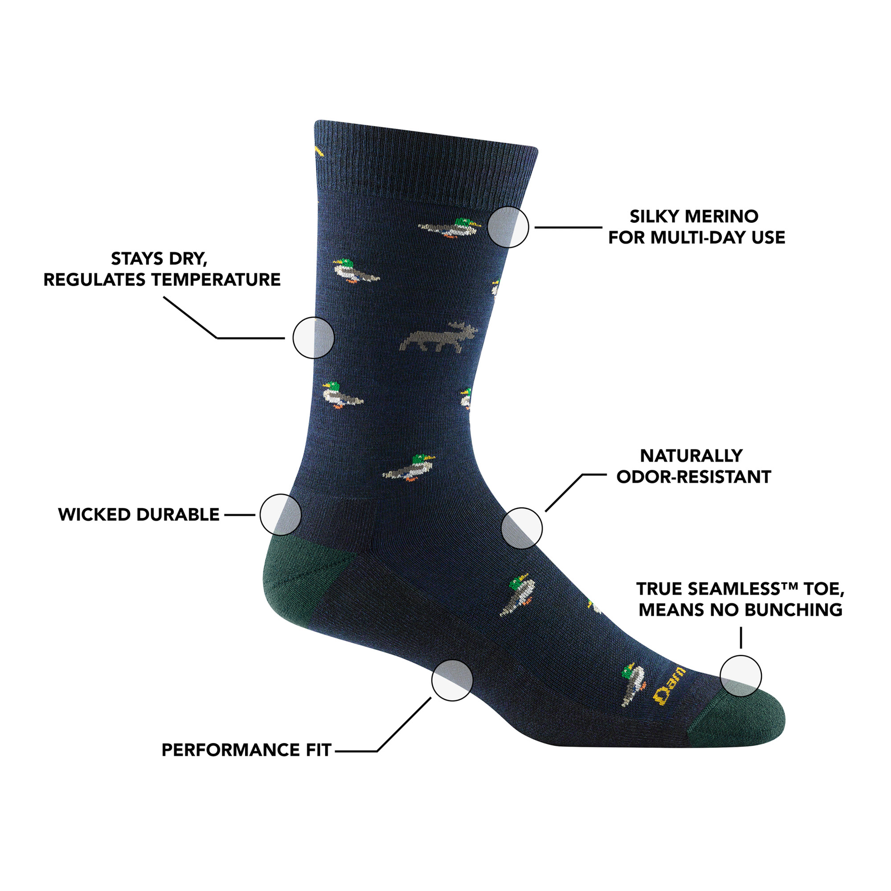 Darn Tough Duck Duck Moose Crew Lightweight Lifestyle Sock (Men's)