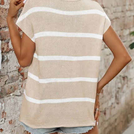 LOVESOFT Knit Casual Striped Sweater- Apricot