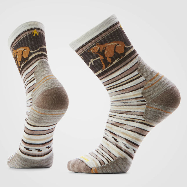 SMARTWOOL Hike Bear Stripe Mid Crew Socks - Ash