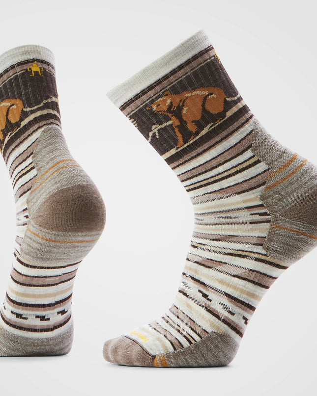 SMARTWOOL Hike Bear Stripe Mid Crew Socks - Ash
