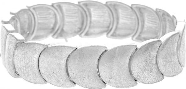 Matte Silver Nested Crescents Bracelet