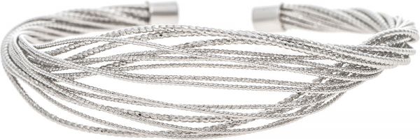 Silver Textured Wire Flexible Cuff Bracelet