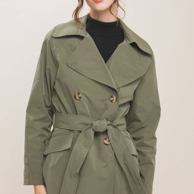 LOVE TREE LIGHT WEIGHT TRENCH COAT W/ TIE