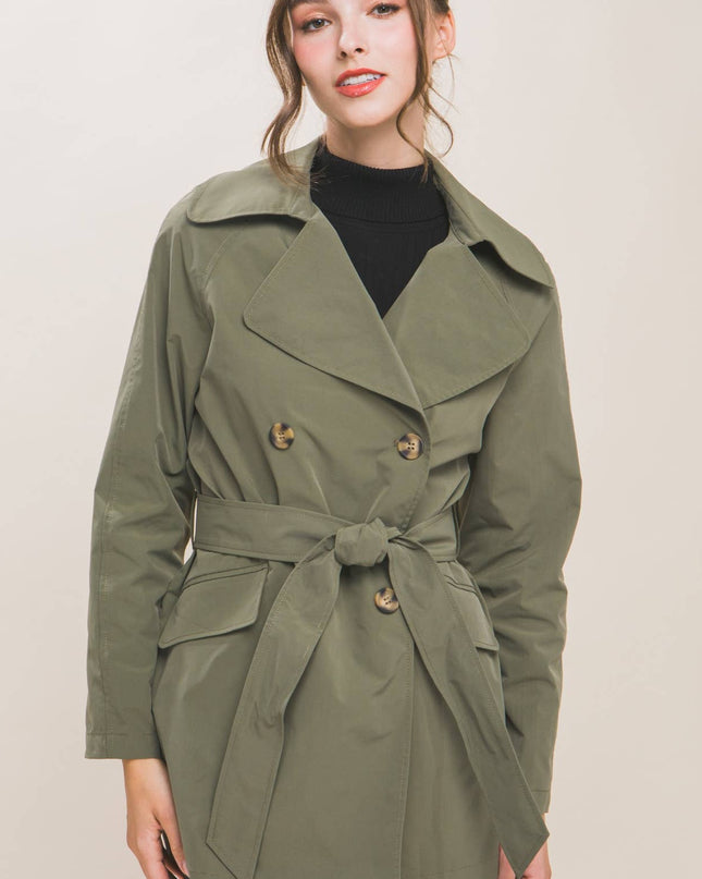 LOVE TREE LIGHT WEIGHT TRENCH COAT W/ TIE