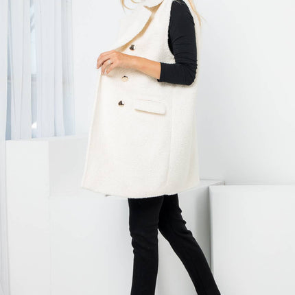 VILA Curly Textured Wool Double Breasted Vest