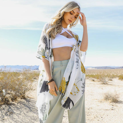 Floral Motif Combo Kimono