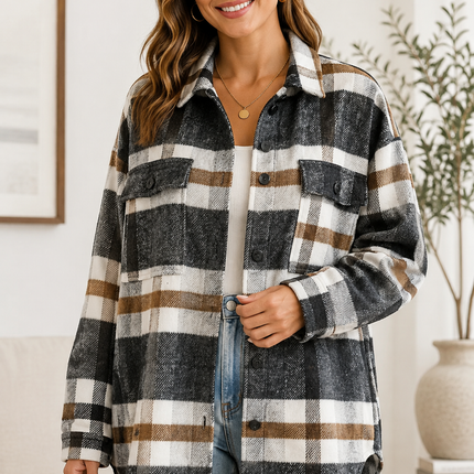 LOVESOFT Blue Flannel Shirt Jacket