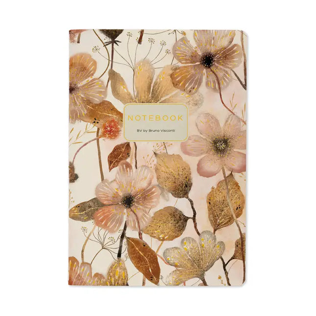 BV by Bruno Visconti A5 Notebook - Blush and Golden Flowers