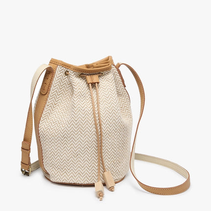 Jen & Co Augusta Woven Bucket Bag with Vegan Leather Trim