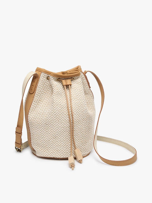 Jen & Co Augusta Woven Bucket Bag with Vegan Leather Trim