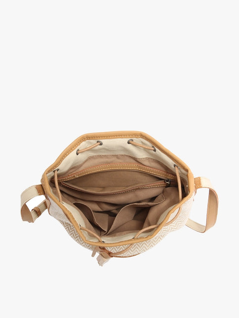 Jen & Co Augusta Woven Bucket Bag with Vegan Leather Trim