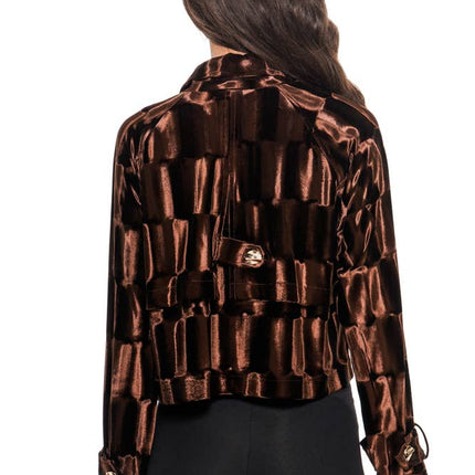ADORE Chocolate Gloss Cropped Blazer