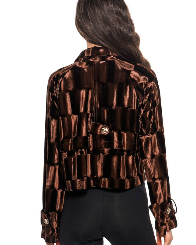 ADORE Chocolate Gloss Cropped Blazer
