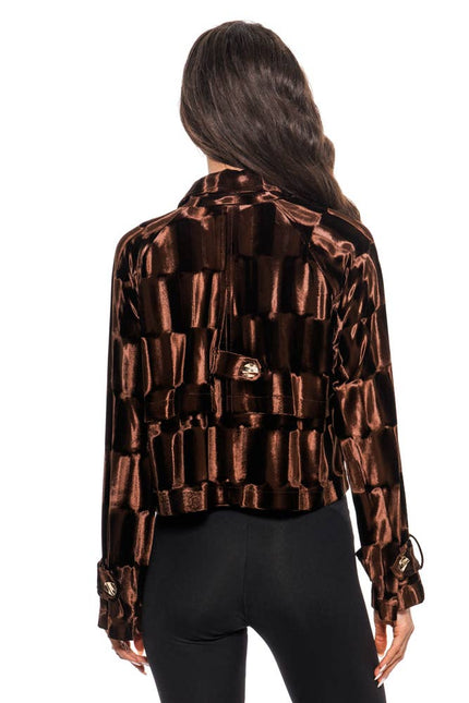 ADORE Chocolate Gloss Cropped Blazer
