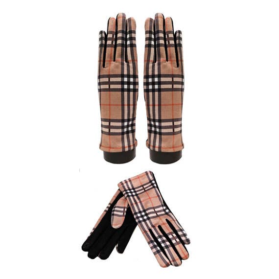 Classic Plaid Digital Print Texting Glove