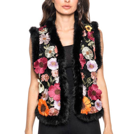 ADORE Floral Faux Fur Vest
