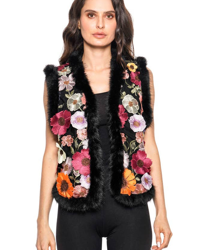ADORE Floral Faux Fur Vest