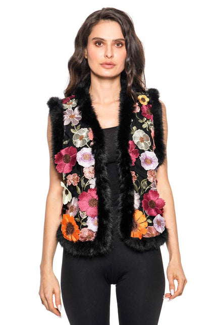 ADORE Floral Faux Fur Vest