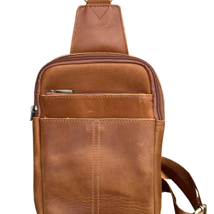 ROMA Crazy Horse Leather Crossbody Sling Travel Bag