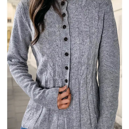 Cable Knit Button Front Cardigan Sweater