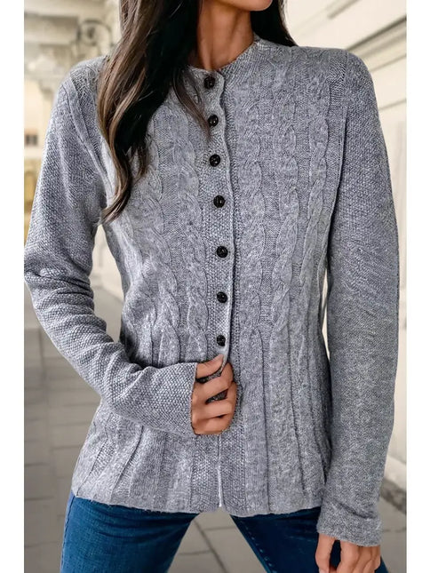 Cable Knit Button Front Cardigan Sweater