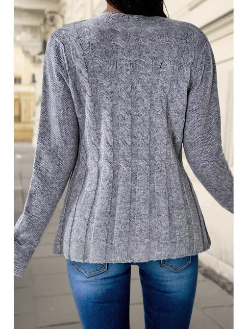 Cable Knit Button Front Cardigan Sweater