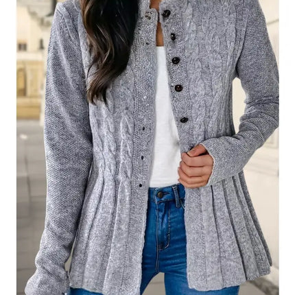 Cable Knit Button Front Cardigan Sweater