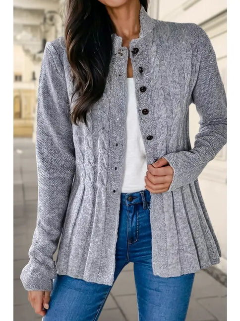 Cable Knit Button Front Cardigan Sweater