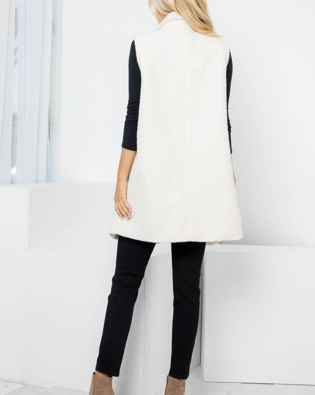 VILA Curly Textured Wool Double Breasted Vest