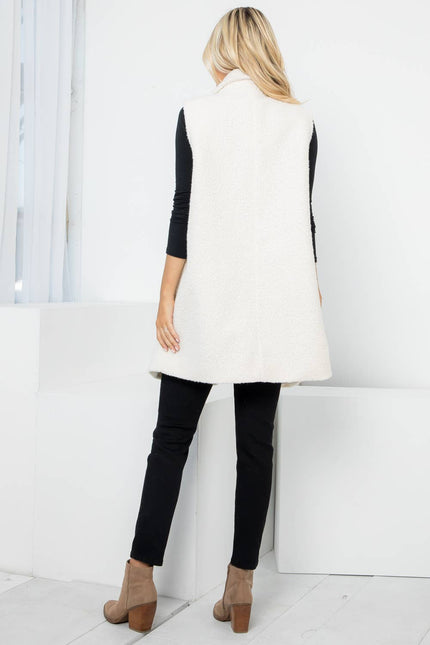 VILA Curly Textured Wool Double Breasted Vest