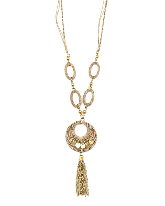 Sachi Bohemian Neutrals Collection Necklace - Chain Tassel