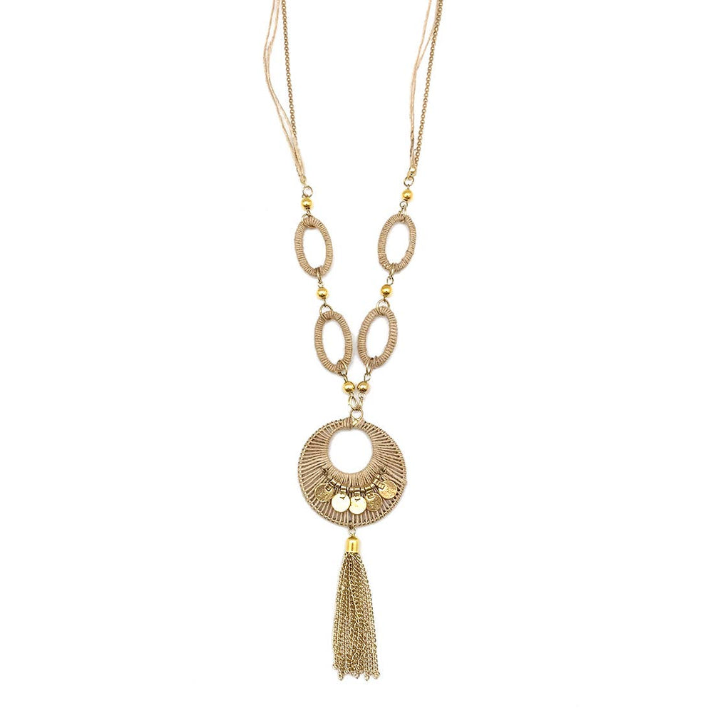 Sachi Bohemian Neutrals Collection Necklace - Chain Tassel