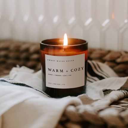 Warm & Cozy 11 Oz Soy Amber Glass Candle