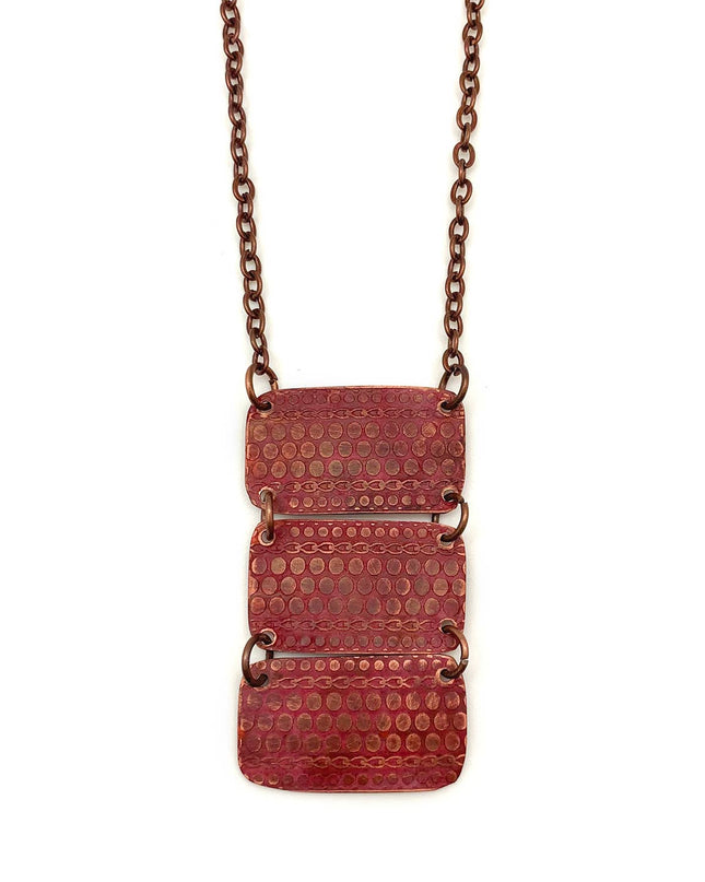 Copper Patina Necklace - Red Dots
