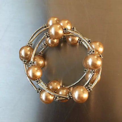 Sea Lily Shell Pearl Wrap Beaded Bracelet