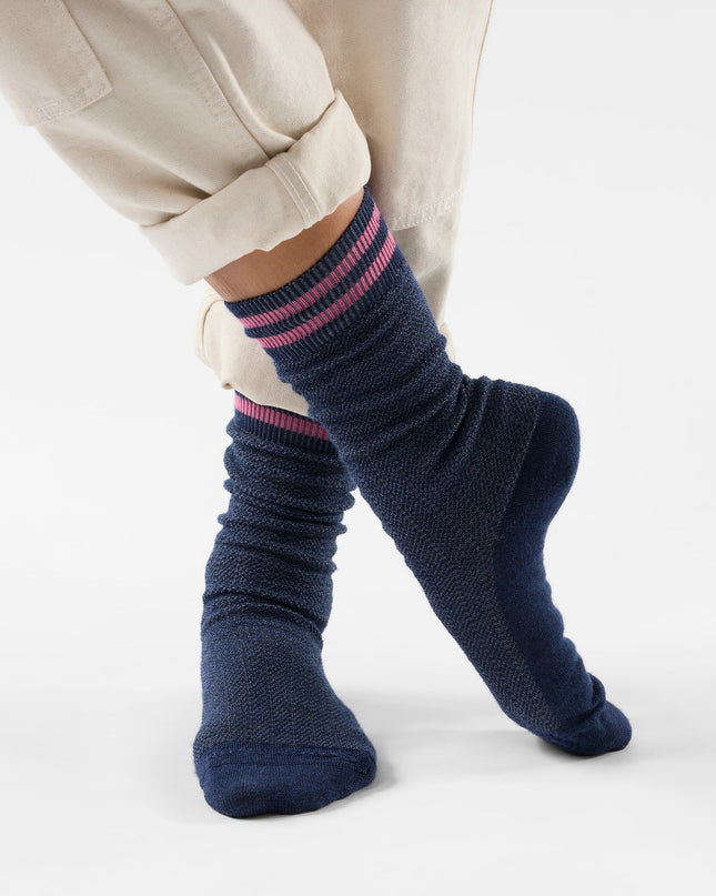 SMARTWOOL Women's Everyday Courtside Texture Tall Crew Socks - Deep Navy