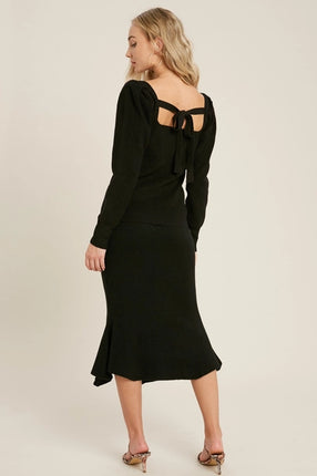 SQUARE NECK PUFF SLEEVE PULLOVER