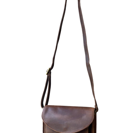 ROMA Crazy Horse Genuine Leather Crossbody w/ Front Pocket