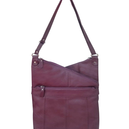 ROMA Cowhide Leather Angled Zip Crossbody