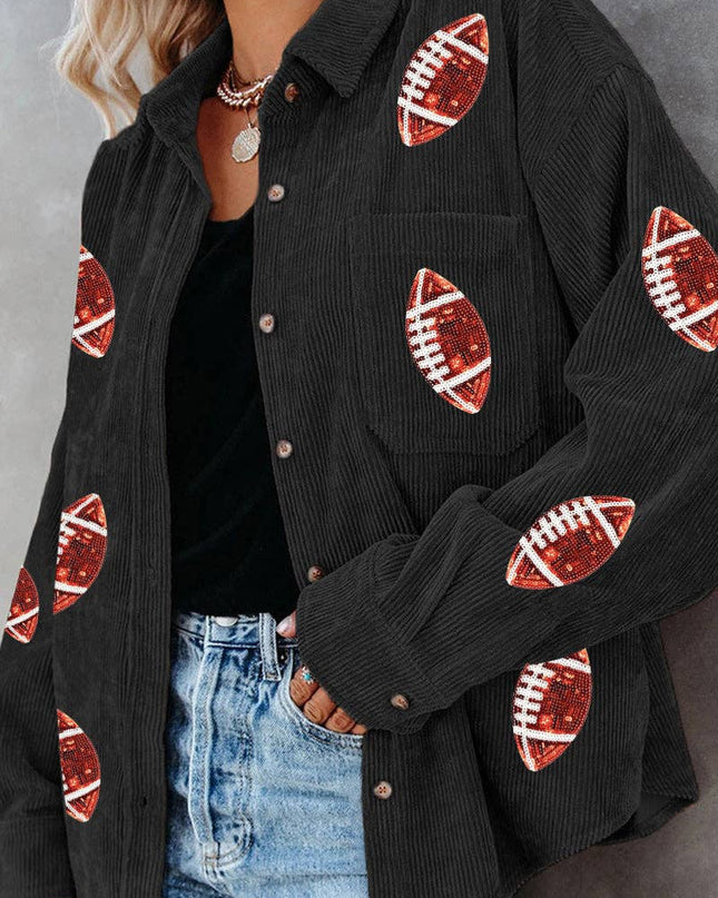 LOVESOFT Game Day Corduroy Button Up Shacket