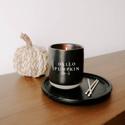 Hello Pumpkin 12 Oz Soy Black Stoneware Candle