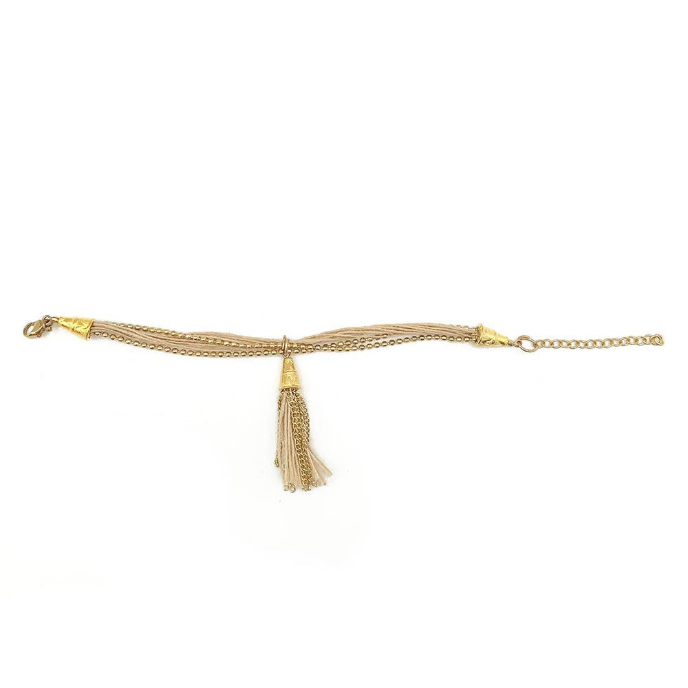 Sachi Bohemian Neutrals Collection Bracelet - Chain Tassel