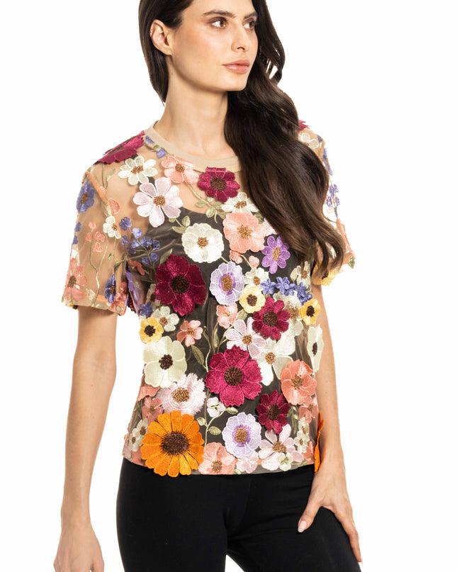 ADORE Multicolor Floral Embroidered Top