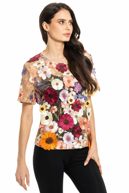 ADORE Multicolor Floral Embroidered Top