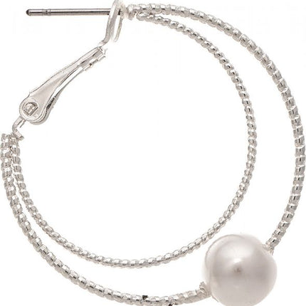 Texture Wire Faux Pearl Hoop Earring