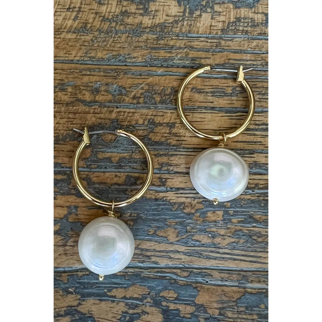Dylan Designs Small Pearl Hoop Earring
